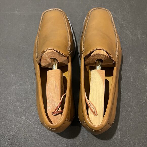 Cole Haan Moc Toe Loafers Mens 10 M Cognac Brown Leather Slip On Casual Dress - Picture 8 of 11